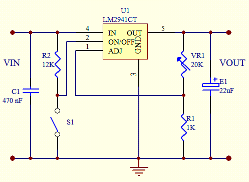 Voltage Regulator 5V-20V Circuit